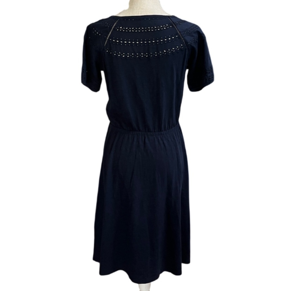 Talbots Eyelet Slub Knit Fit & Flare Dress in Navy - XS - Picture 4 of 10